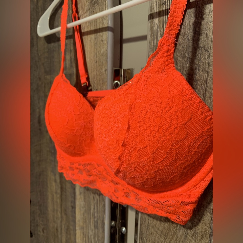 Pink Victoria’s Secret Lace Bralette Bright Orange Size Small AA - C